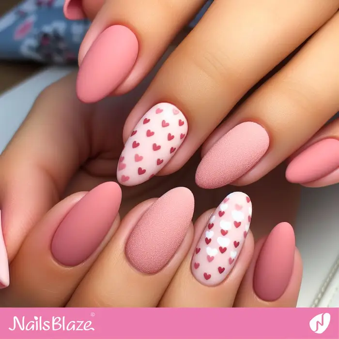 Pink Heart Nail Design for February 14 | Valentine Nails - NB2146